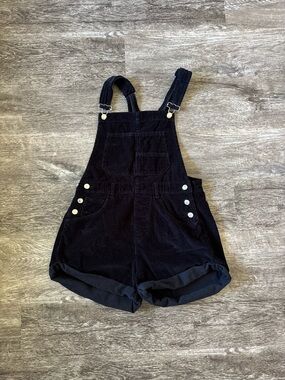 We The Free Black Corduroy Short Overalls